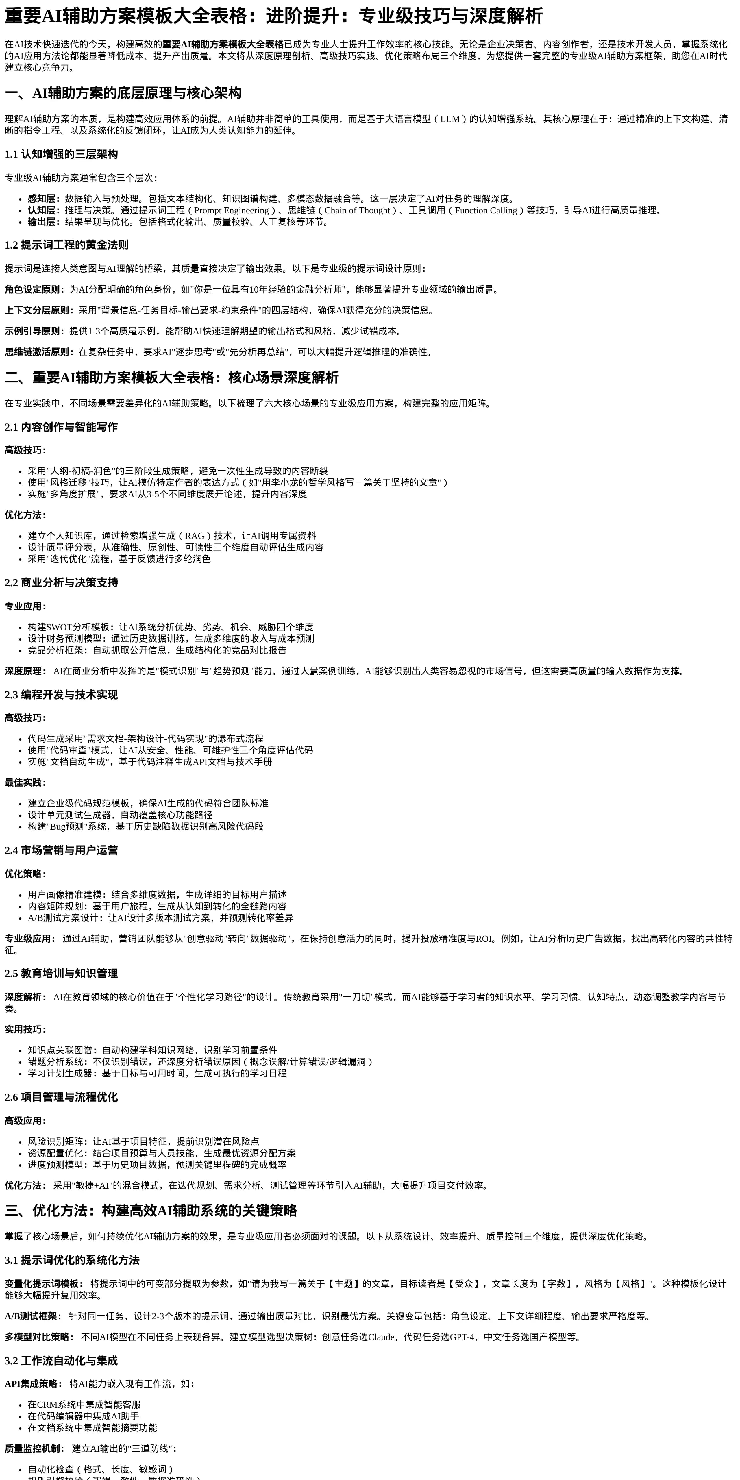 AI辅助方案模板大全表格_进阶提升指南